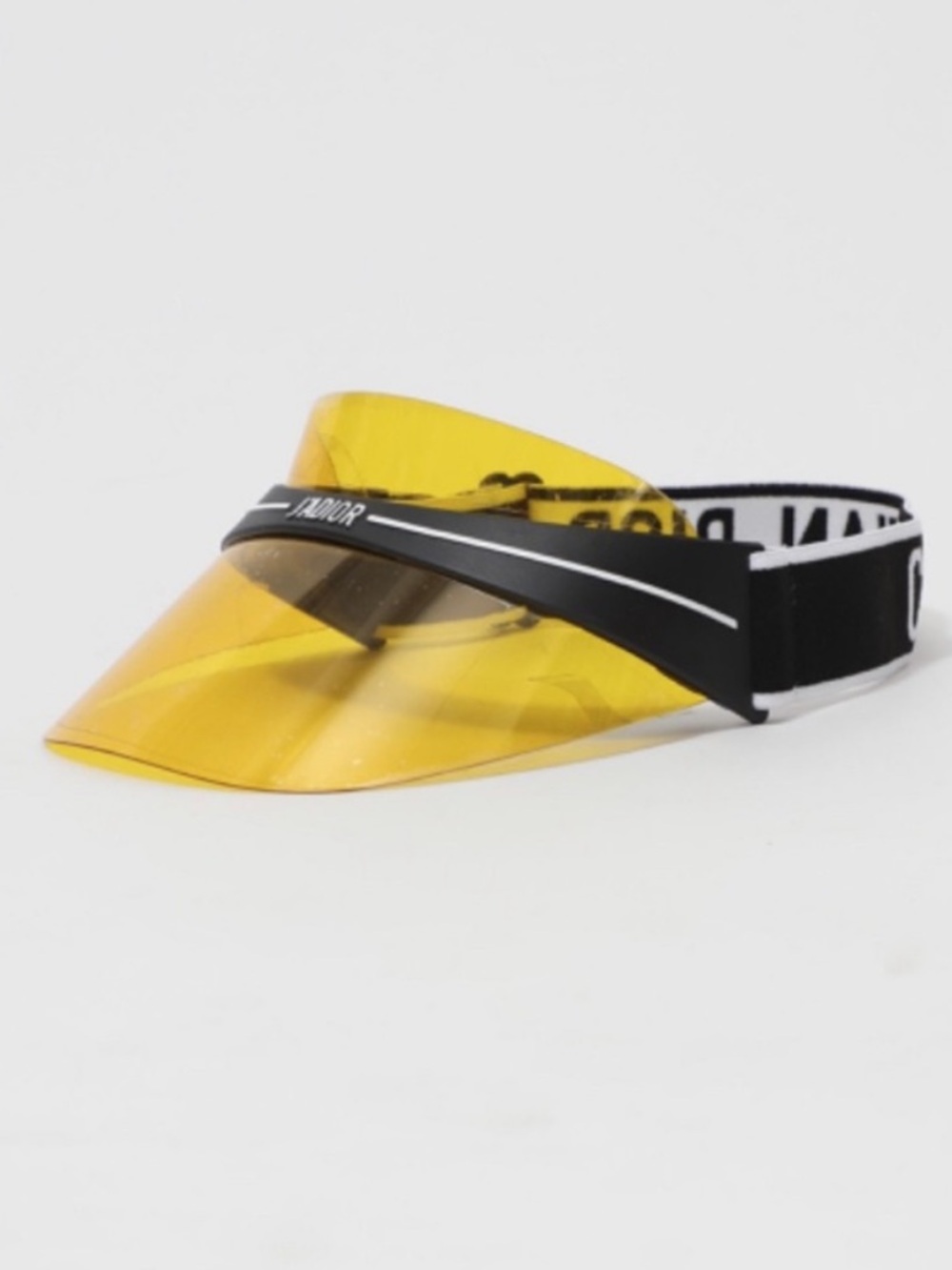 DIOR Yellow Perspex and Black/White Dior Logo Cotton Blend Jacquard Dior Visor